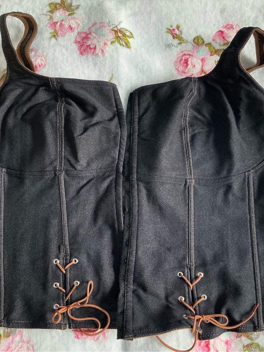 Dark denim Lace-Up Bustier